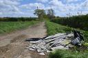 Asbestos fly tipped along Norfolk's Upper Tumbril Lane