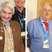 Dusty Miller and Iain Ferguson have been recognised for 40 years of voluntary service at the James Paget University Hospital.