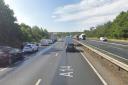 A crash on the A14, near Ipswich, is causing heavy traffic.