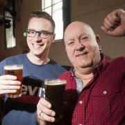 Richard Page and Barrie Harris enjoy the 1st Spring Beccles  Beer Festival.Picture: Nick Butcher