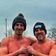 Adam Bedwell (left) and Sam Riseborough (right) have been raising money doing the march Cold Water Challenge