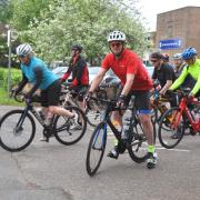 Cyclists set off on a previous Beccles Cycle for Life