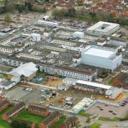 A birds-eye view of the James Paget Hospital in Gorleston where a new unit with operating theatres will be built.