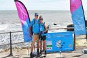 Zara Dyer and Ian Brown after arriving at Ness Point, Lowestoft.