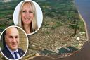 East Suffolk Council is planning a council tax rise of almost £5 per year for 2022. Lowestoft from above. Inset, below, council leader Steve Gallant, above, Caroline Topping