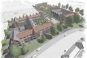 An architect's impression of the proposed care home and sports pitch complex in Halesworth