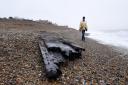 Wooden ship remains in Thorpeness, Suffolk