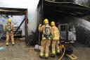 Fire crews battle a blaze at Boasts Industrial Park in Worlingham. Picture: Suffolk Fire and Rescue Service