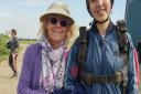 Skydiver Jaz Sampson with Janet Money from Dereham Cancer Care.  Picture supplied by Janet Money