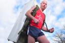 Jimmy Mac is getting ready to run the Bungay half marathon with a fridge on his back  PHOTO: Nick Butcher
