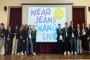 Bungay students pose in their jeans for for a wonderful cause