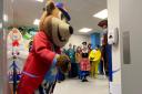 Woody Bear cuts the ribbon at James Paget University Hospital\'s new paediatric emergency department.