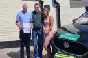 Phil Taylor and Tanya Taylor from the Kings Head in Loddon with Neil Gudge and the medical kit bag they funded Picture: EEAST