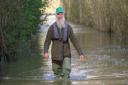 Graham Elliott wading along Locks Lane to the flooded Geldeston Locks (taken in November 2023)
