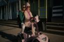 Southwold beach heavily features in ‘Grey Matter’ as Stephanie Beacham rides a scooter from East Coast Mobility hire in Lowestoft. It shows Eloise Smyth as Chloe, Stephanie Beacham as Peg. Picture: Movie still