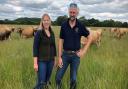 Rebecca and Stuart Mayhew with the Jersey dairy cows at Old Hall Farm in Woodton