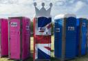 The Union flag-themed portaloo for the Queen's Jubilee