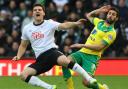Chris Martin (left) battles with Carlos Cuellar during Derby's 2-2 draw with Norwich City in December. Picture by Paul Chesterton/Focus Images Ltd