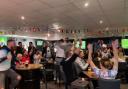 Fans celebrate England scoring at Chinny's in Halesworth