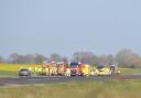 Emergency services at the scene of the crash at Beccles Airfield on March 24, 2022