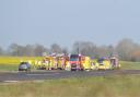 Emergency services at the scene of the crash at Beccles Airfield on March 24, 2022 (Image: Charlotte Bond)