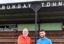 Bungay Town's new manager Michael King, right, is welcomed by the club's head of football Richard Daniels