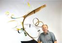 Mark Purllant with his Freedom - Oil Painting in Sculpture