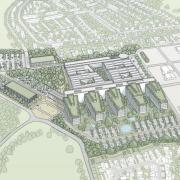 A version of the 'street' design for the new hospital, with the tops of the wards covered in greenery.