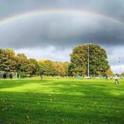 College Meadow in Beccles, under a rainbow, is set to hold events next weekend to support the NHS and the Teenage Cancer Trust.