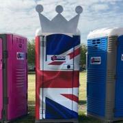The Union flag-themed portaloo for the Queen's Jubilee