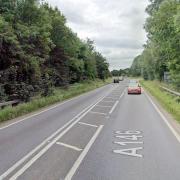 A four-car crash on the A146 left a woman in hospital.
