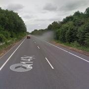 The A143 at Ellingham is temporarily blocked because of a caravan fire.