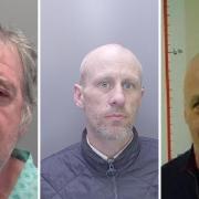 Richard Reynolds, Phillip Emery and Gerry Sargeant are among those hunted by police in Suffolk