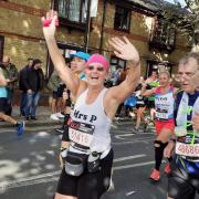 Karen Prime running the London Marathon.
