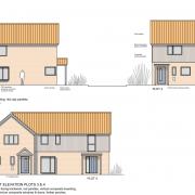 Street elevation view of the plan of proposed plots 1, 2, 3 and 4 in the outlined plans to build 7 homes