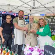 The Tiny Tipple Company recieving the Best Stall Presentation Award from mayor Barry Darch