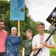 Toby Hammond (left) with fellow campaigners at a protest in May 2022 about keeping the River Waveney pollution-free and clean from sewage waste