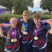 Grace Beales, 14, Simon Booth, 14, and Jack Jacobs, 17, members of Waveney Gymnastics Clubs who won medals at the Special Olympics World Games in Berlin.