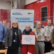ESC Town Development Co-ordinator, Jo McCallum (third left), and ESC Communities Officer, Sam Kenward, with (left to right) the Bungay Dementia Project’s Dave O’Neill, Matthew Cook, Sue Collins, Phil Love, Tony Dawes and Alan Pearmain.