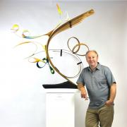 Mark Purllant with his Freedom - Oil Painting in Sculpture