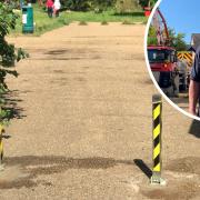The bollards have been placed to block off a the former public car park at the Staithe in Bungay