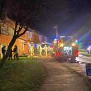 Emergency services at a fire in a garage on Longrigg Road in Ditchingham.